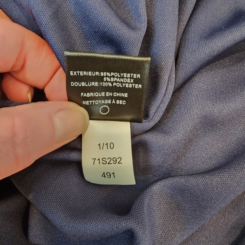 Sam Edelman Off the Shoulder Long Sleeve Midi Body-Con Dress Women's Size 6 Navy - Picture 3 of 13